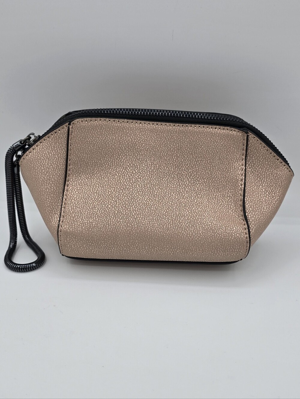 Urban Expressions - Metallic Rose Gold & Greyish Black Cosmetic Bag With Zipper